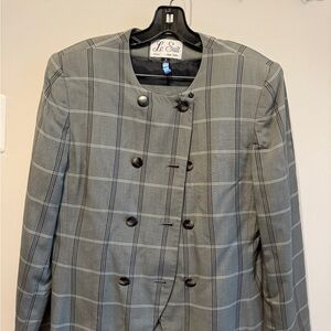 Le Suit Charcoal Checkered Blazer